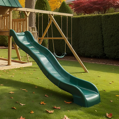 Premium Wooden Outdoor Swing Set with Playhouse, Swings & Activity Wall