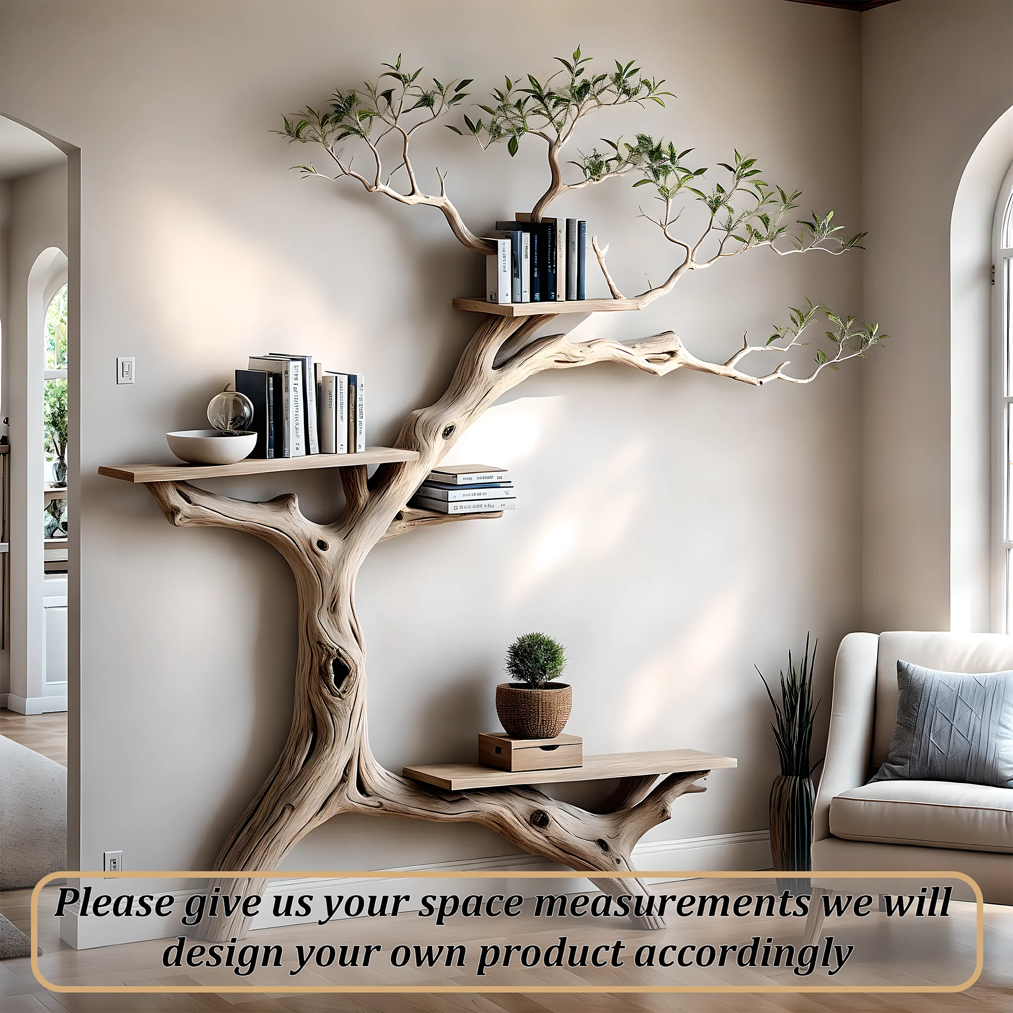 Bookshelf combined with reading table made of solid wood 