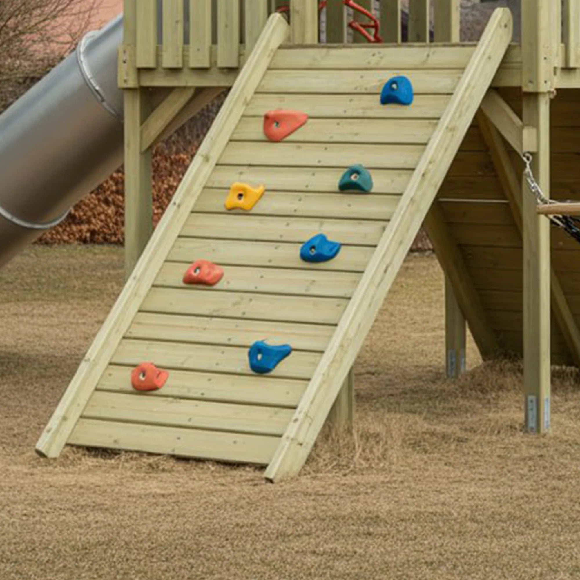 Outdoor Wooden Playset with Slide, Climbing Wall, Hammock Swing & Covered Playhouse | 22ft x 12ft x 9ft