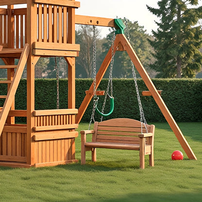Large Wooden Swing Set with Slide & Sandbox – Outdoor Playhouse Tower for Kids
