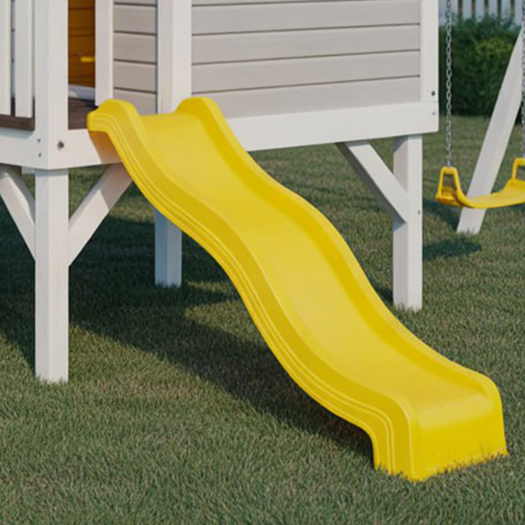 Wooden Playhouse with Slide & Swing – 16ft | Outdoor Backyard Playground