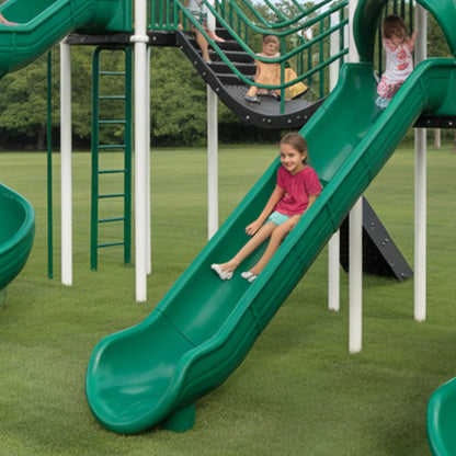 Wooden Kids Playground with Triple Slides & Bridge | 22x12x9 ft Outdoor Playhouse