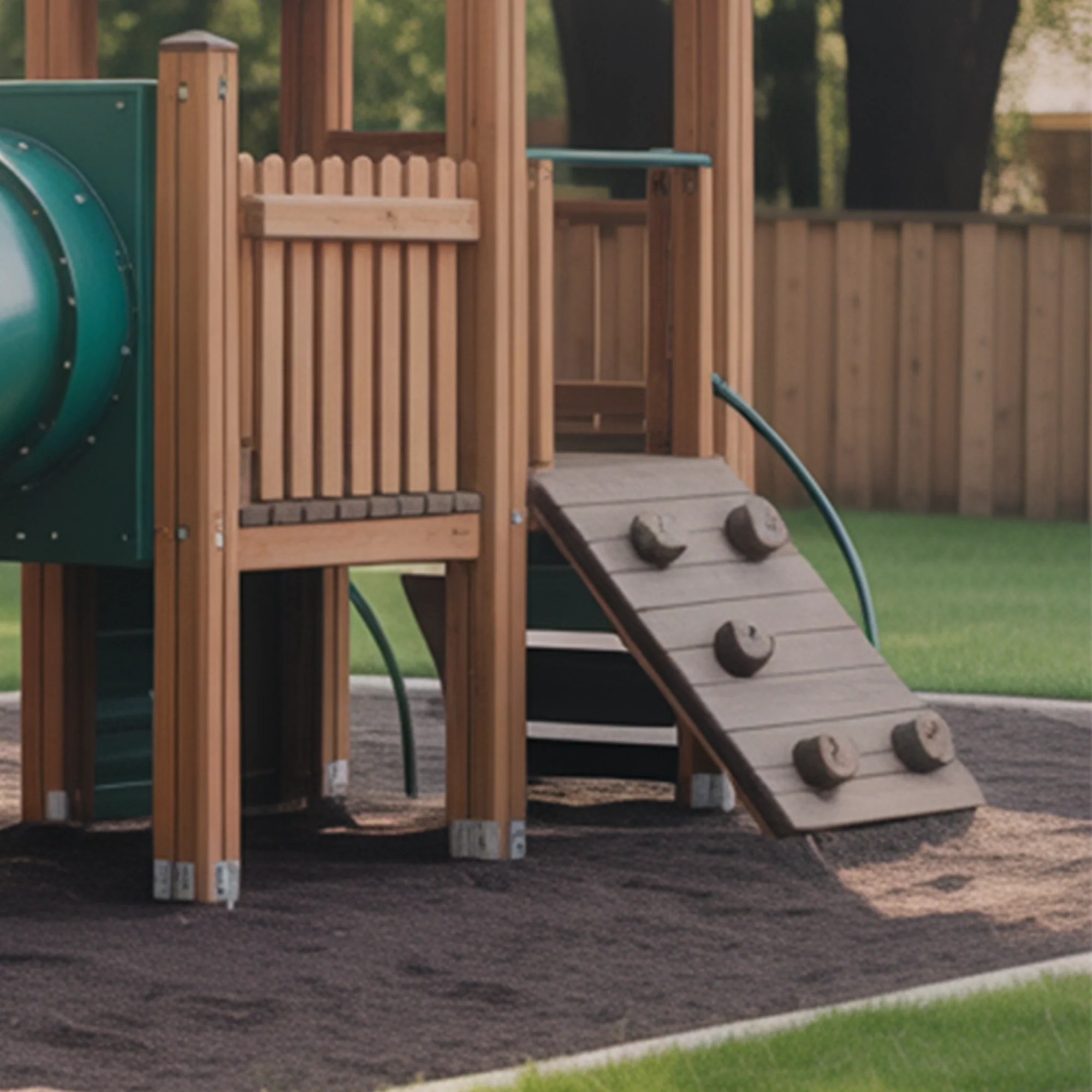 Backyard Wooden Playset with Tube Slide, Climbing Wall & Tower – 20ft x 10ft x 9ft