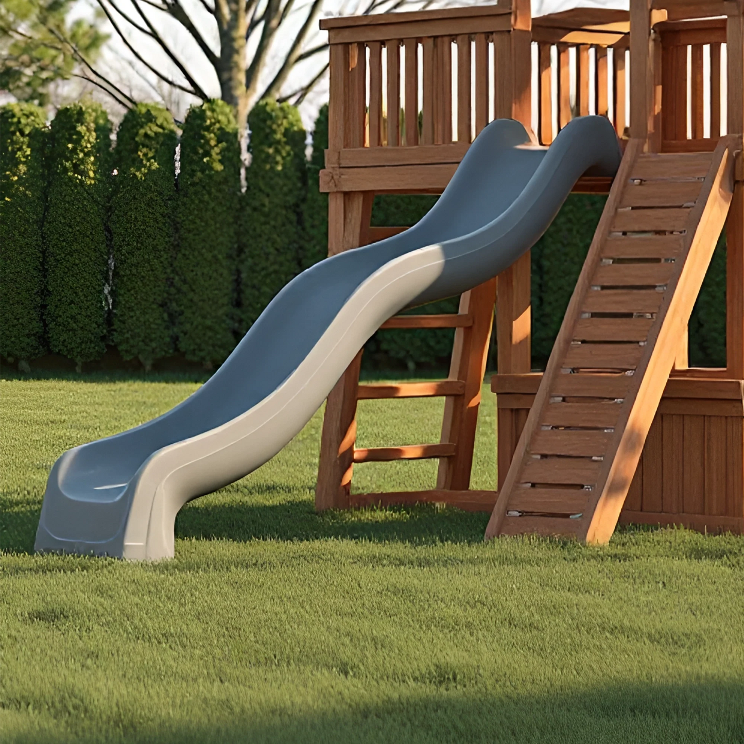 Outdoor Swing Set with Wooden Playhouse & Slide – Durable Backyard Play Structure
