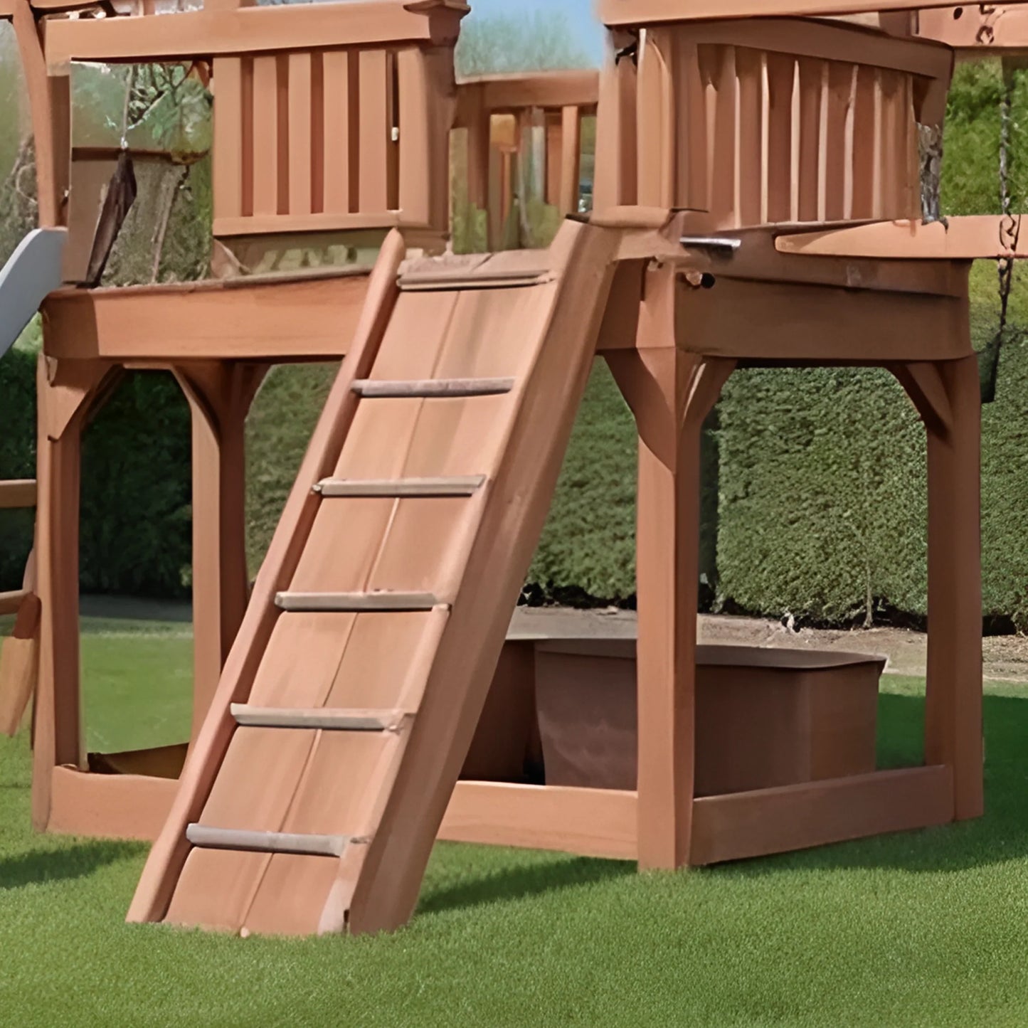Kids Outdoor Wooden Playset with Swings, Slide & Bench – Durable Backyard Playground