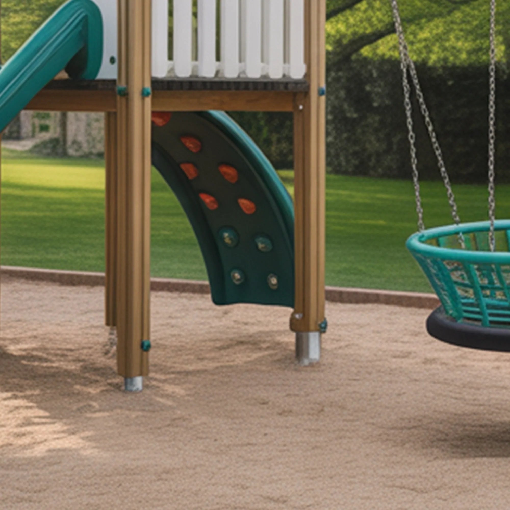 Outdoor Wooden Playground with Slide, Swings & Climbing Features – Safe Backyard Playset for Kids (16ft x 10ft x 9.5ft)