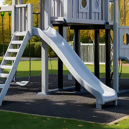 Large Wooden Swing Set with Playhouse, Slide & Swings – Outdoor Backyard Playground (23.6 ft)