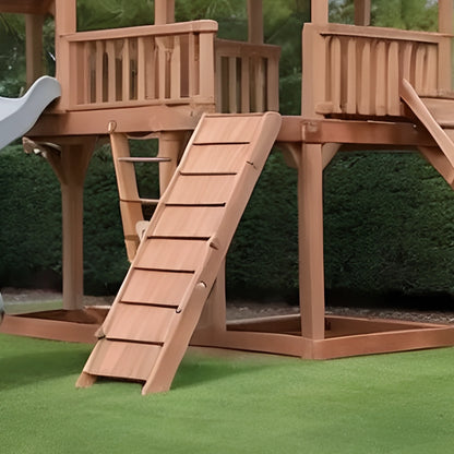 Outdoor Wooden Playground with Slide & Swings – Backyard Swing Set for Children
