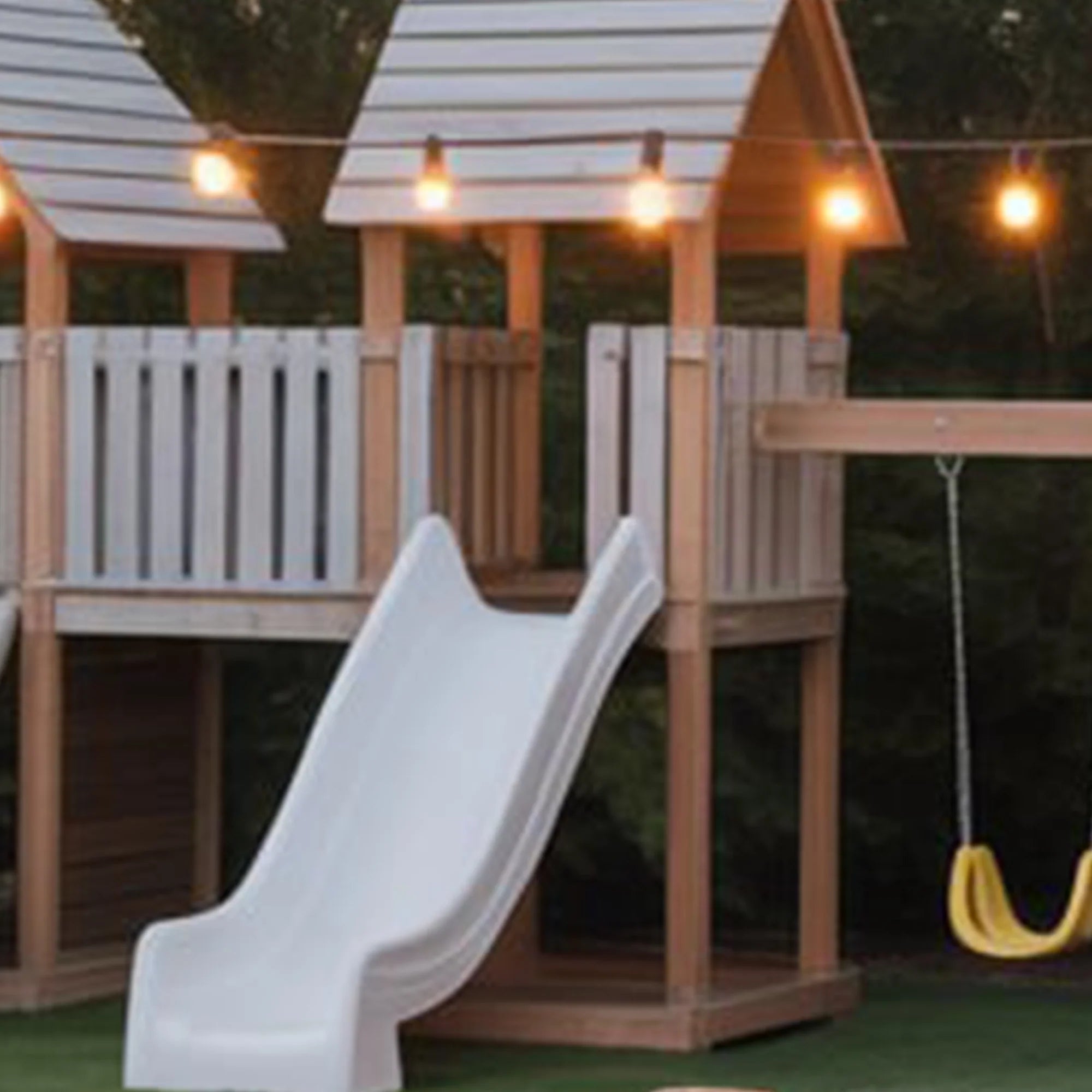 Backyard Wooden Playset with Double Tower, Slide, Swings & Climbing Wall | Outdoor Kids Playground (20ft x 10ft x 8ft)