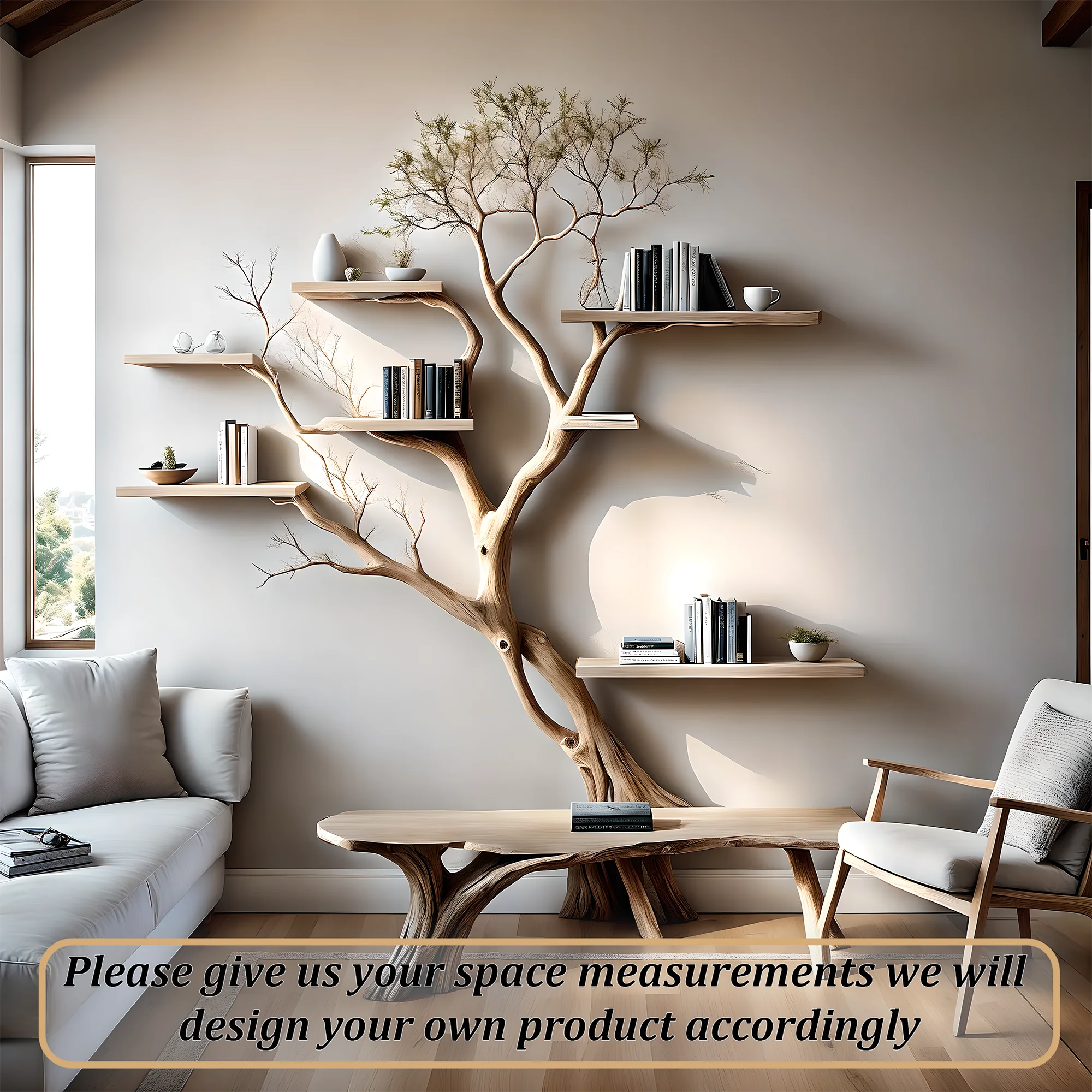 Tree-shaped wooden bookcases, children's bookcases, library bookcases 