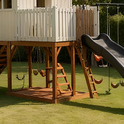 Wooden Outdoor Playground with Swings, Sandbox & Slide – Kids Backyard Playhouse
