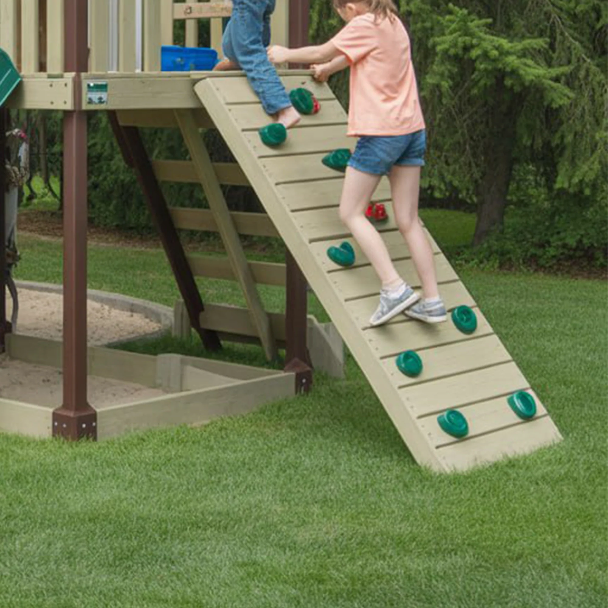 Deluxe Wooden Outdoor Playhouse with Slide, Swings & Climbing Wall – 22x12ft Backyard Playground Set