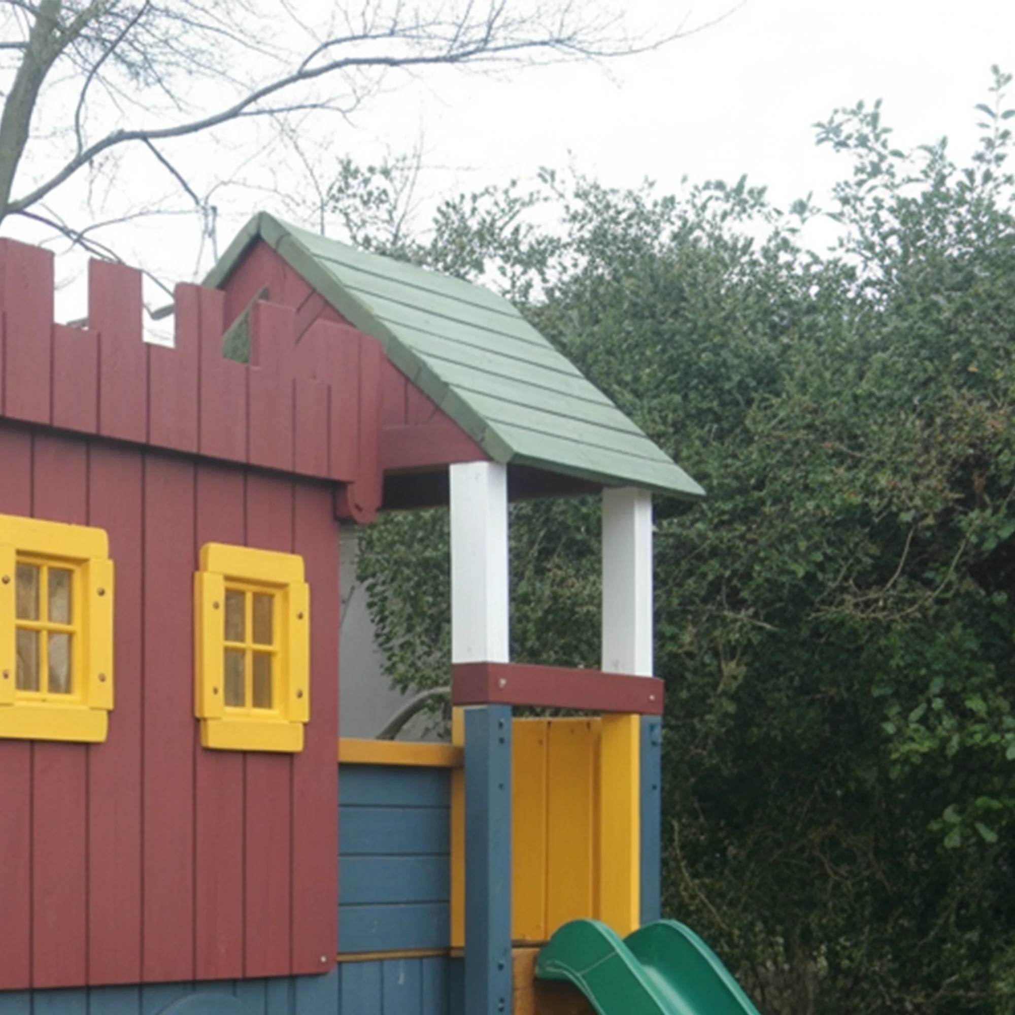 Wooden Castle Playhouse with Slide & Swings | Durable Outdoor Playground Tower for Kids Adventure