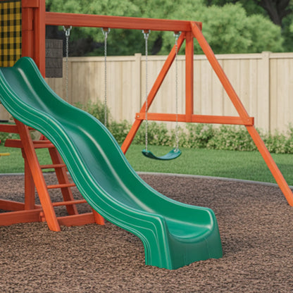 Large Wooden Playhouse with Dual Slides & Swings | Outdoor Kids Playground for Backyard Fun