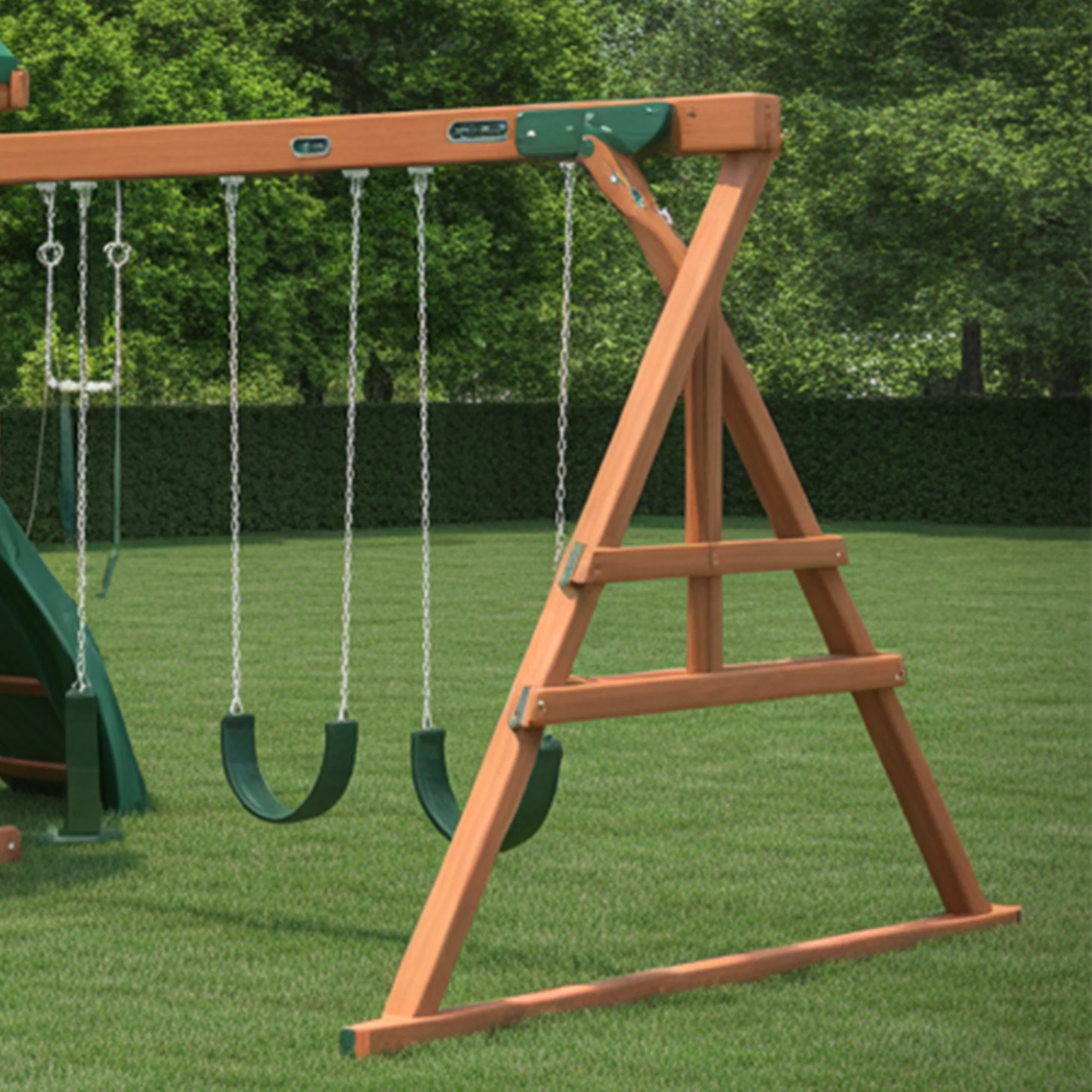 Deluxe Wooden Outdoor Playset with Tube Slide, Double Swings & Climbing Wall – 22ft x 10ft x 9ft