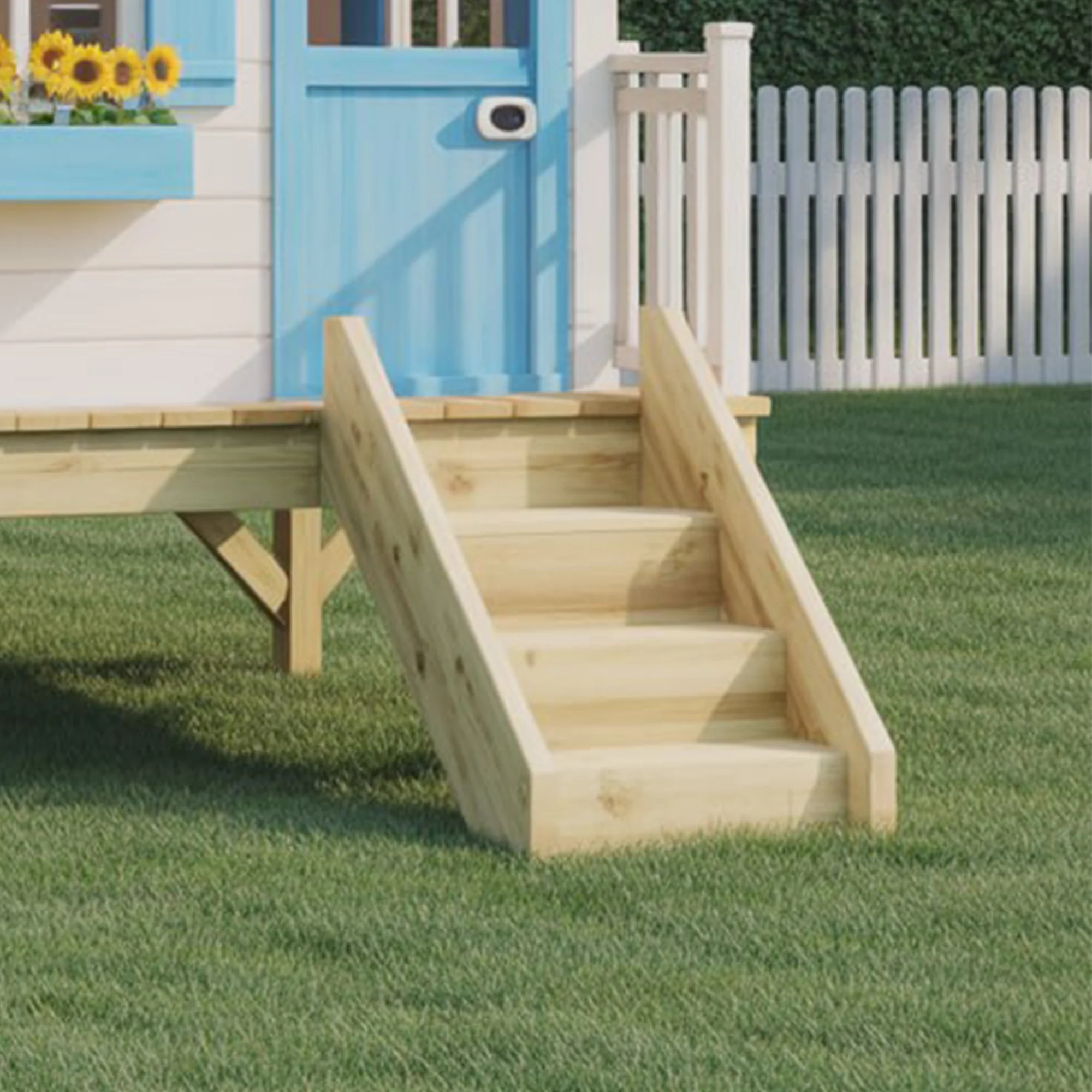 Wooden Kids Playhouse with Slide and Porch – Outdoor Backyard Activity Set 22x12 ft  Durable & Safe Design for Children