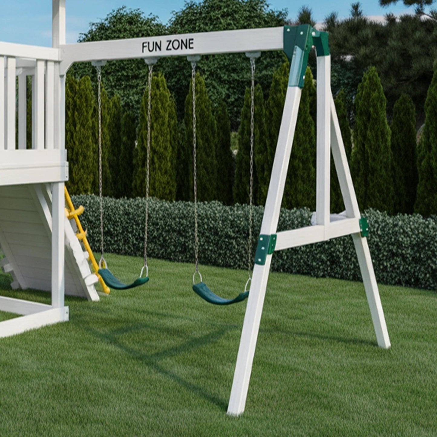 Wooden Double Tower Playset with Slides & Swings | Outdoor Playground 12x9x9 ft for Kids