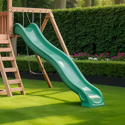 Heavy-Duty Swing Set with Playhouse, 2 Slides & Swings for Backyard Fun