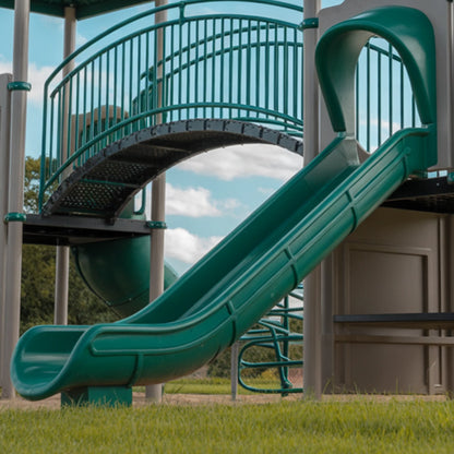 Epoxy Plastic Swingset with Double Towers, Bridge & Slides – Outdoor Playground for Kids
