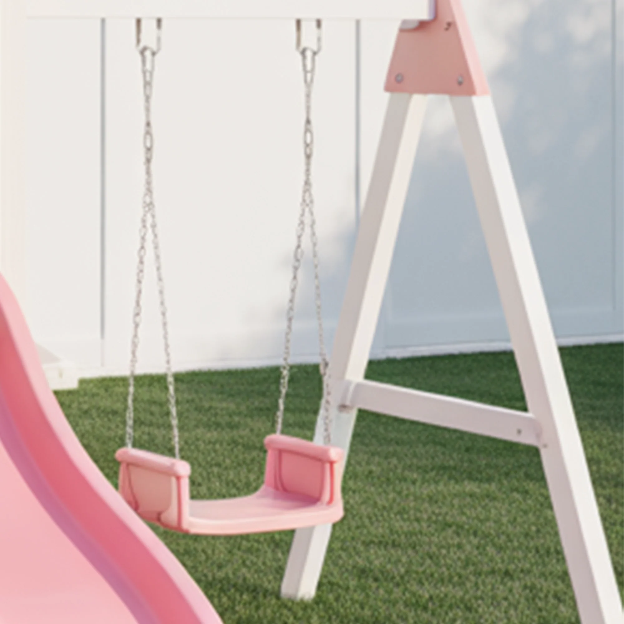 Charming Wooden Playhouse with Dual Slides & Swings | Cute Outdoor Playground for Kids Backyard Fun