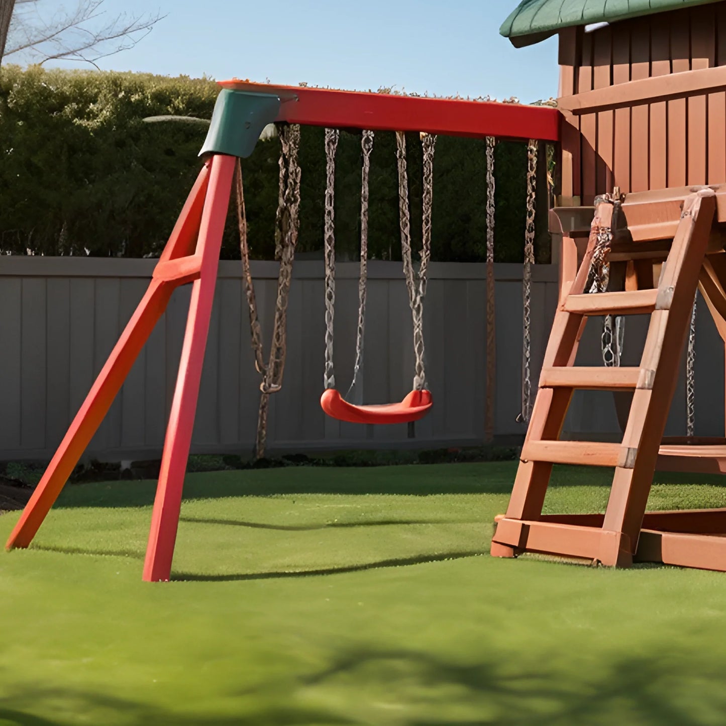 Wooden Swing Set with Slide & Bench – Outdoor Backyard Playground for Toddlers & Kids