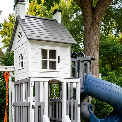 Kids Outdoor Wooden Playset – Safe Backyard Playground with Swings & Slides
