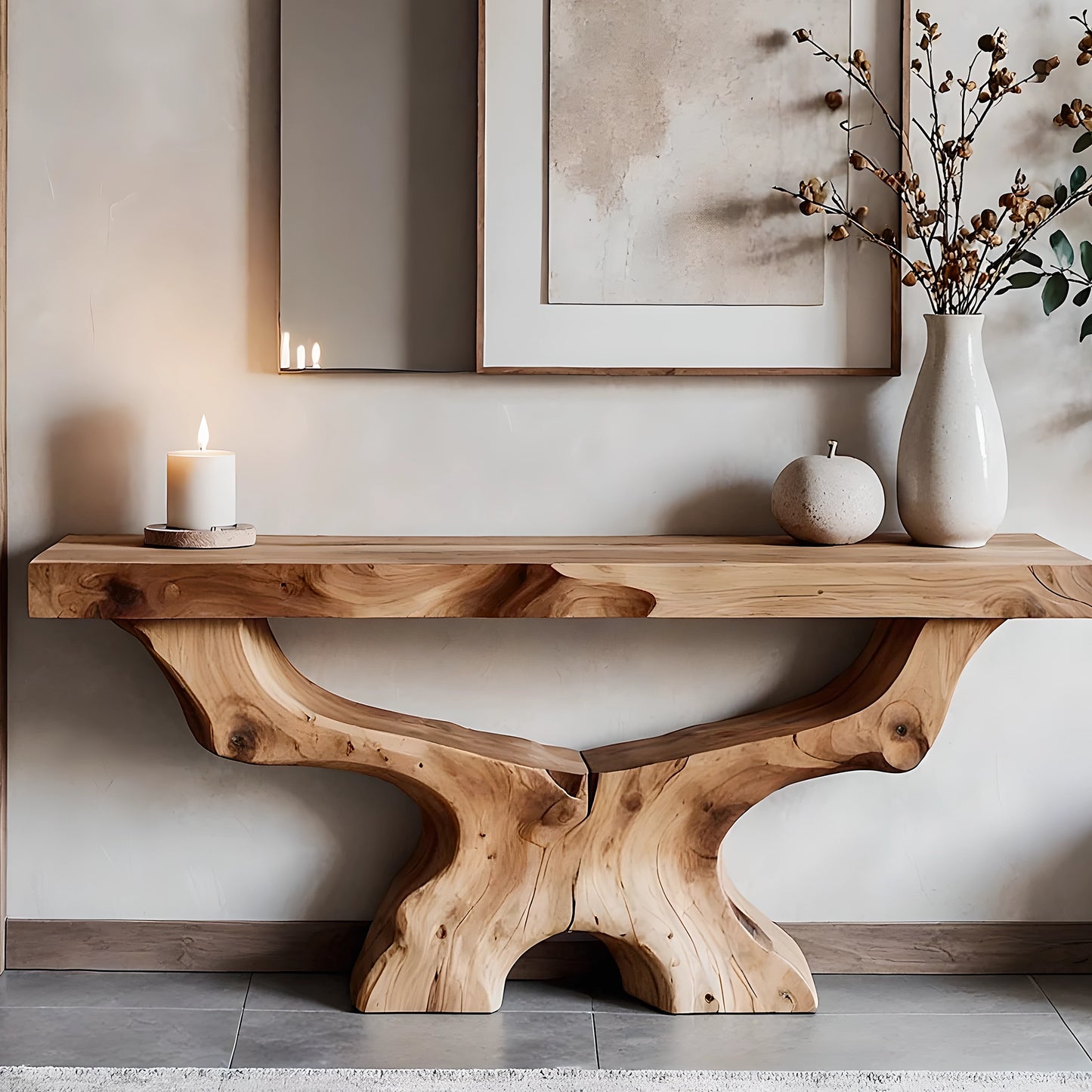 Handmade rustic console table unique natural wood furniture for home decor