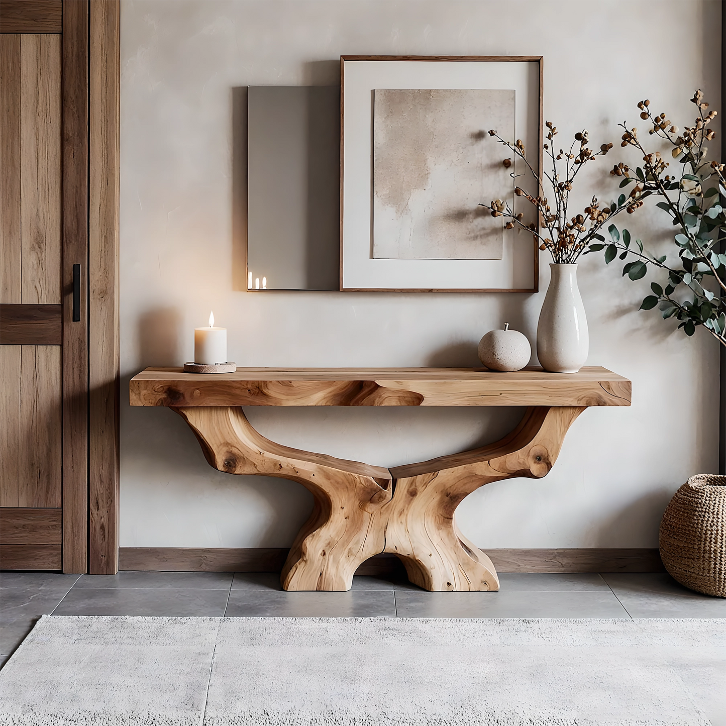 Handmade rustic console table unique natural wood furniture for home decor