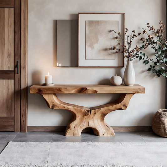 Handmade rustic console table unique natural wood furniture for home decor