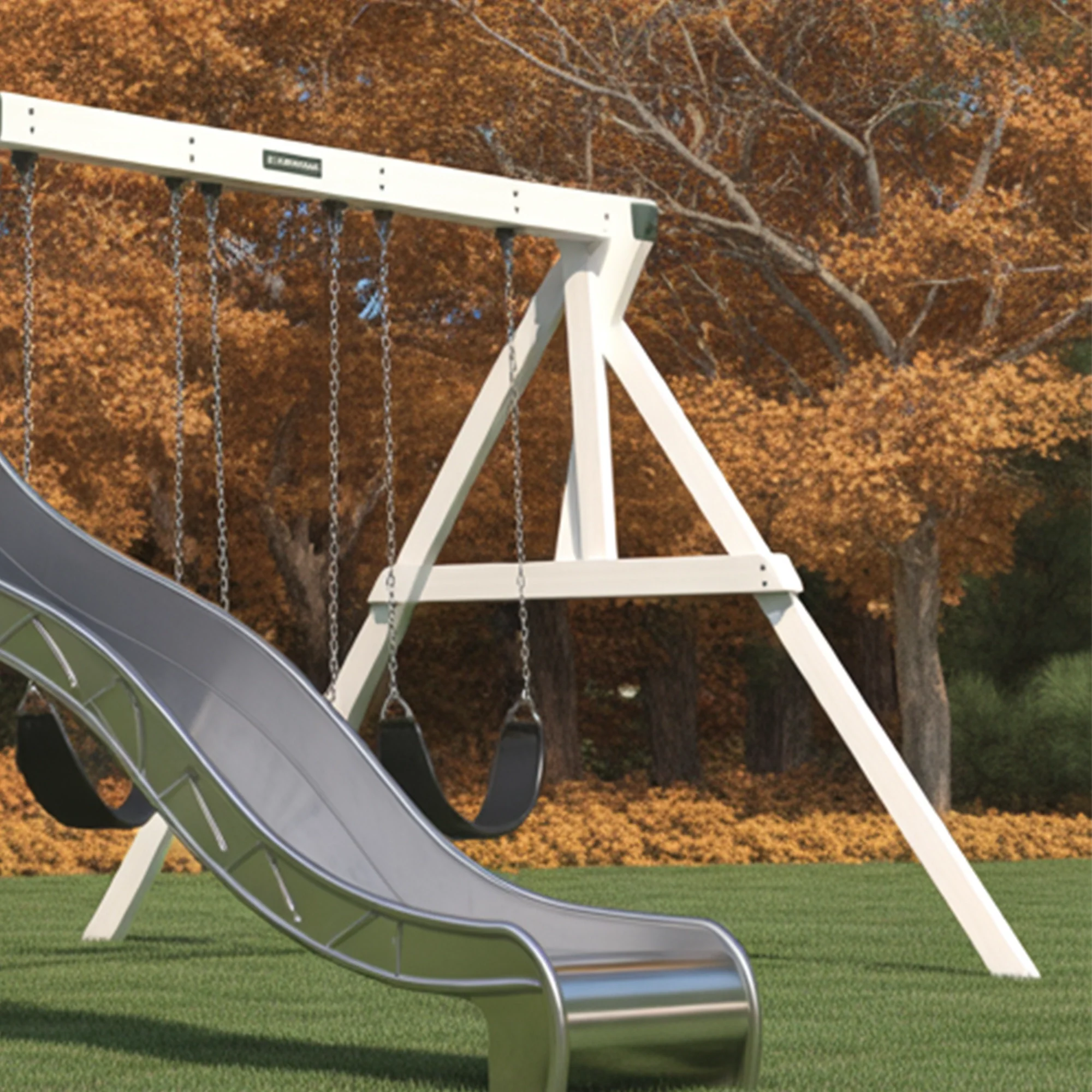 Backyard Wooden Playset with Double Slide, Rock Climbing Wall & Swings – Sturdy Outdoor Playground for Kids | 24x10x9 ft