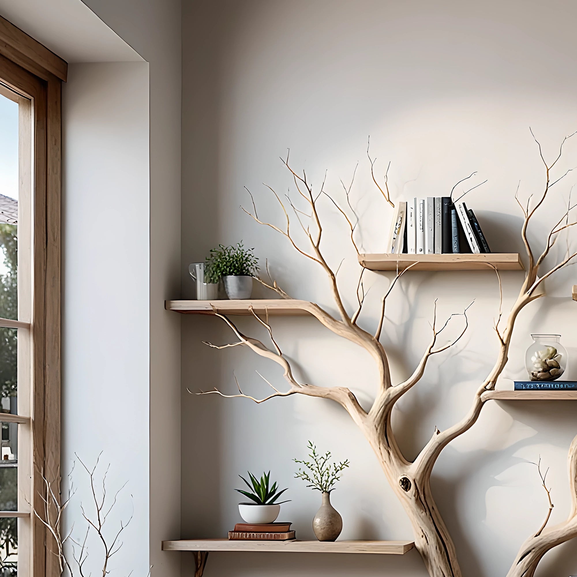 Product display shelves, balcony decoration shelves, tree branch shaped bookshelf 