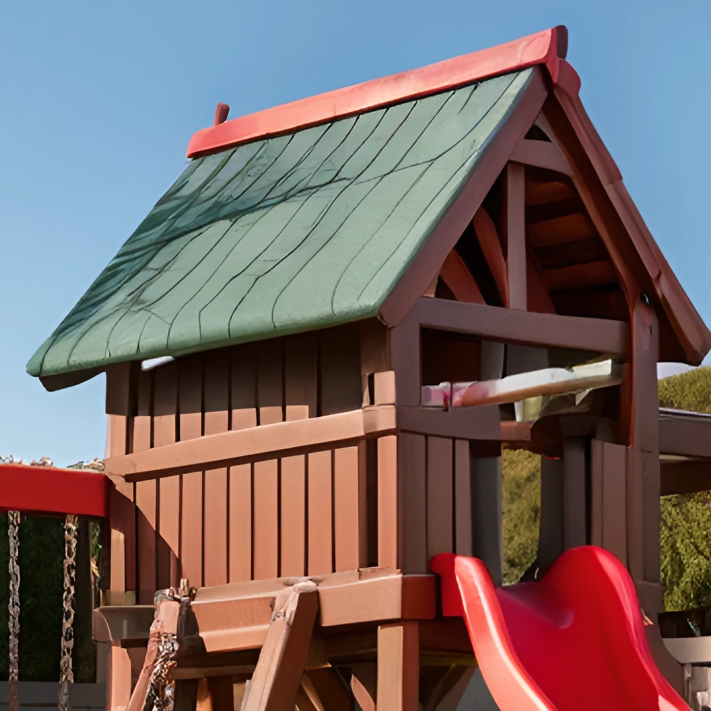 Wooden Swing Set with Slide & Bench – Outdoor Backyard Playground for Toddlers & Kids