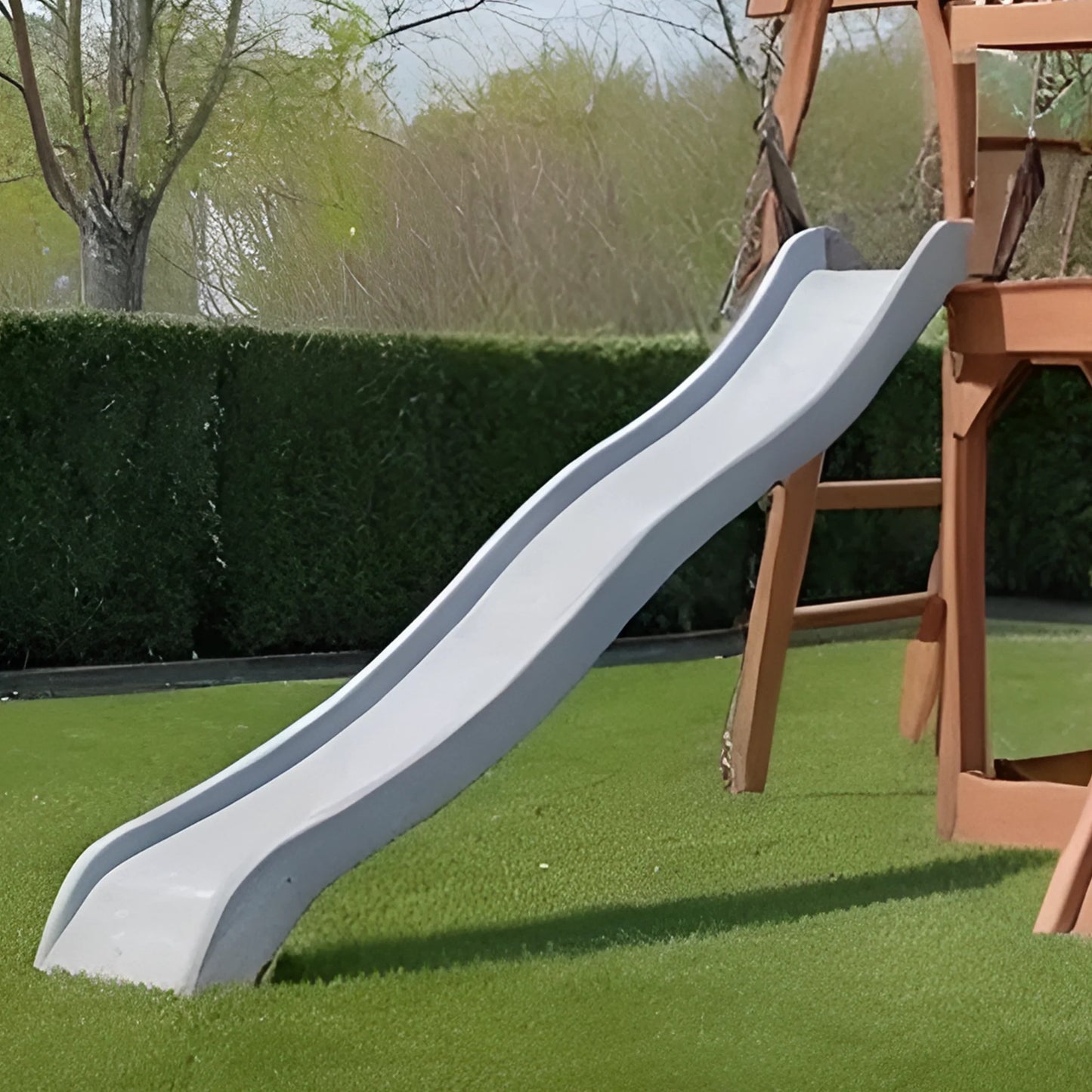 Kids Outdoor Wooden Playset with Swings, Slide & Bench – Durable Backyard Playground