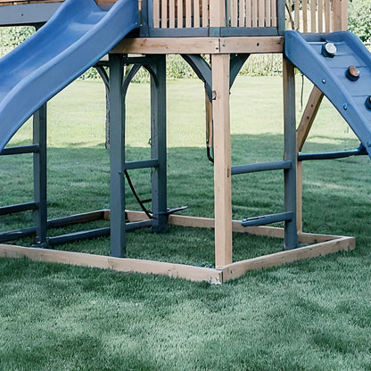 Deluxe Wooden Swingset with Double Wave Slides & Clubhouse Tower