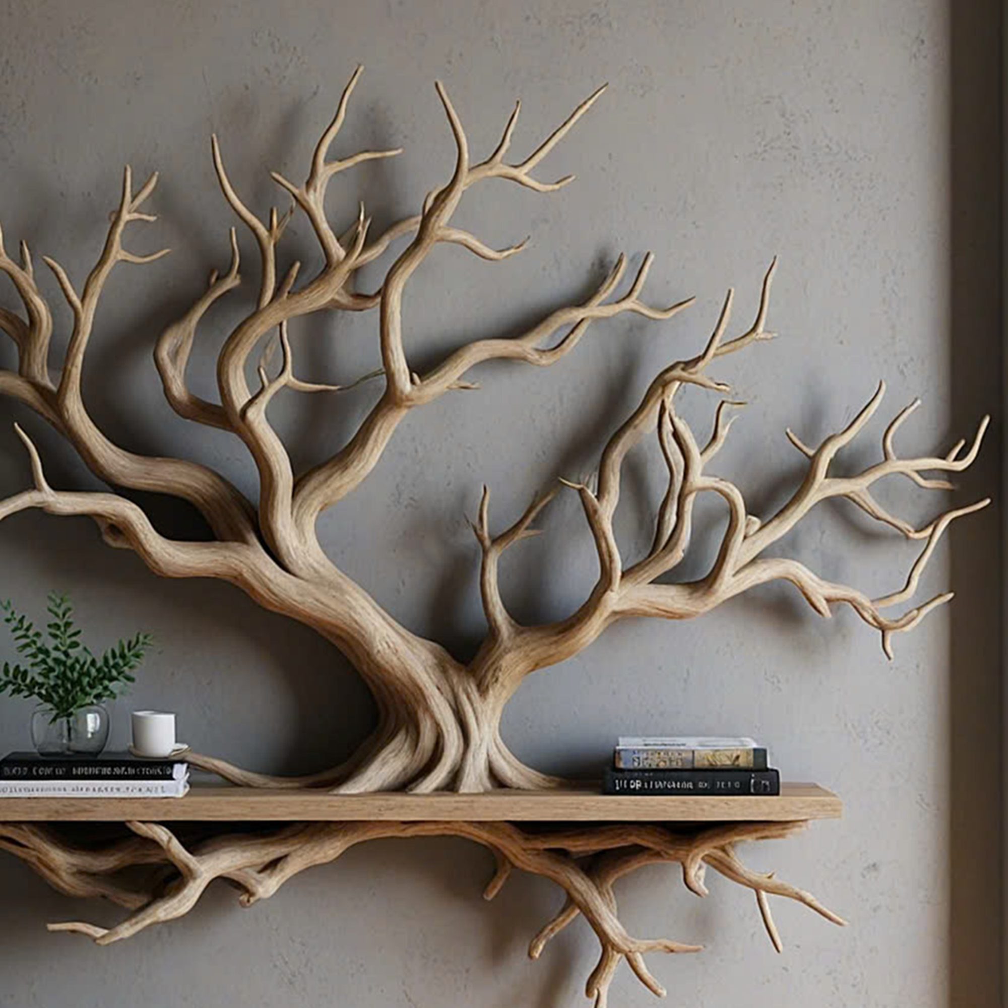 Driftwood-shaped bookshelf 