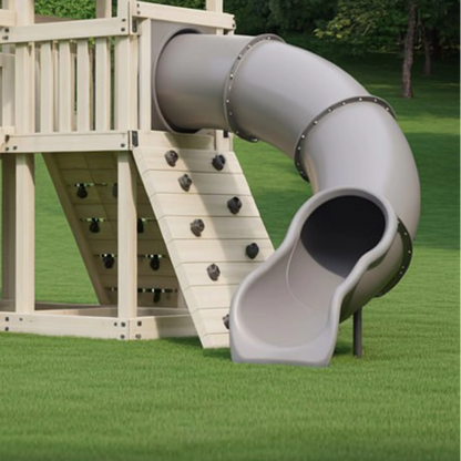 Backyard Wooden Playground Set with Slide, Swings & Adventure Tower