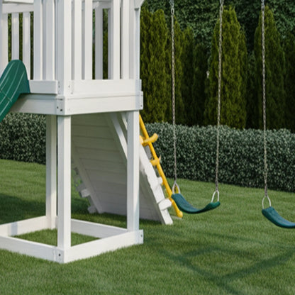Wooden Double Tower Playset with Slides & Swings | Outdoor Playground 12x9x9 ft for Kids