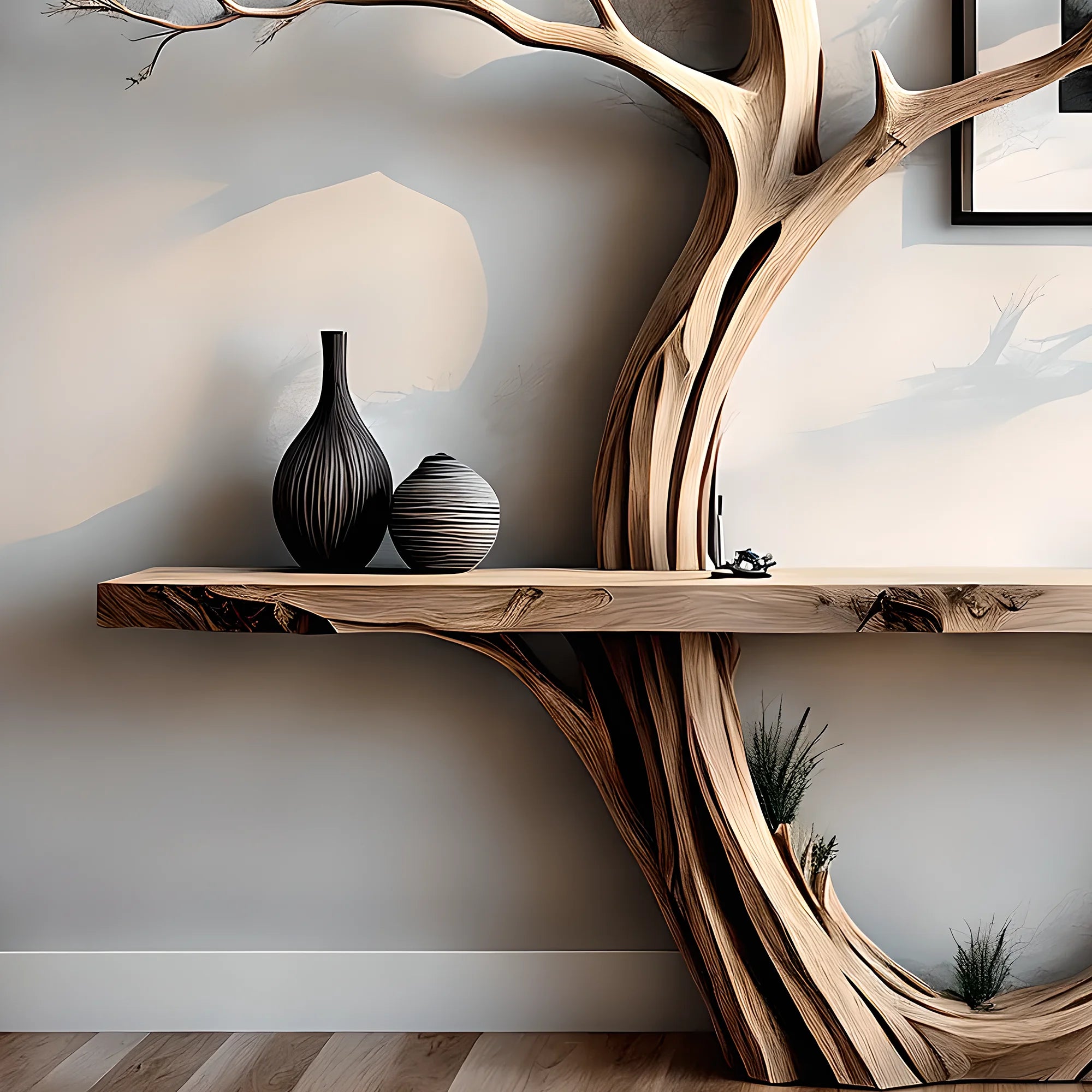 Solid wood reading table, tree-shaped reading table, home decoration table 