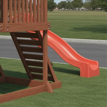 Premium Wooden Swingset with Dual Slides, Climbing Wall & Swing Set – 22ft x 12ft x 9ft Outdoor Playset