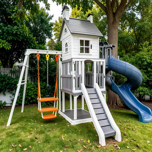 Kids Outdoor Wooden Playset – Safe Backyard Playground with Swings & Slides