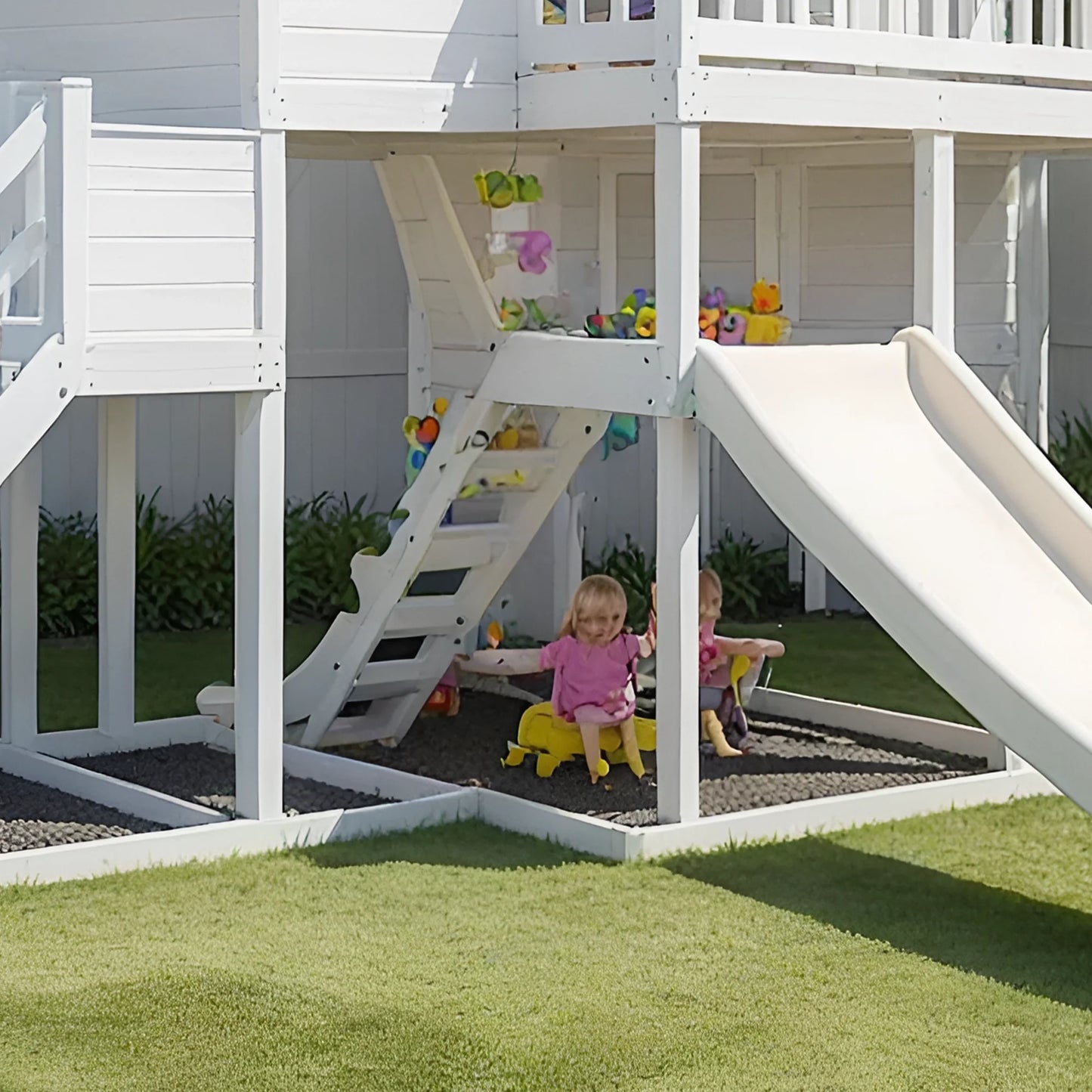 All-in-One Wooden Swing Set with Sandbox, Slide & Ladder – Outdoor Play Tower