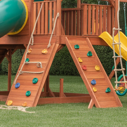 Wooden Swingset with Tube Slide, Double Slide & Swings – Outdoor Playset