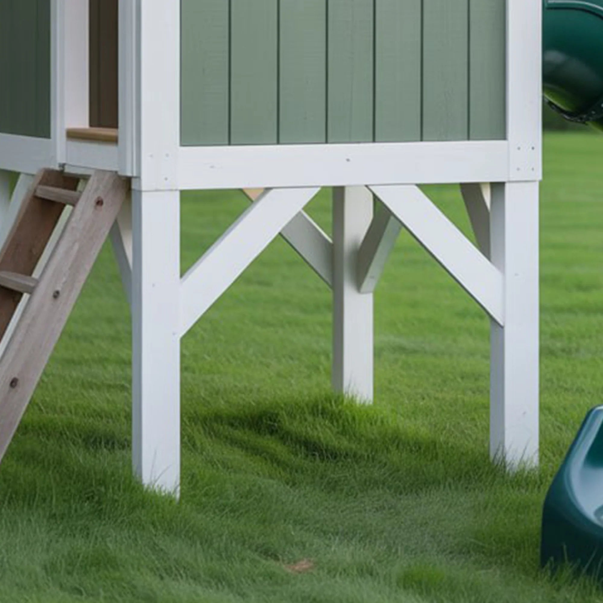 Backyard Playhouse with Spiral Slide and Ladder – 16ft x 8ft x 6ft Outdoor Kids Playset