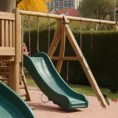 Durable Wooden Backyard Playset – Swings, Slides, and Playhouse for Active Kids