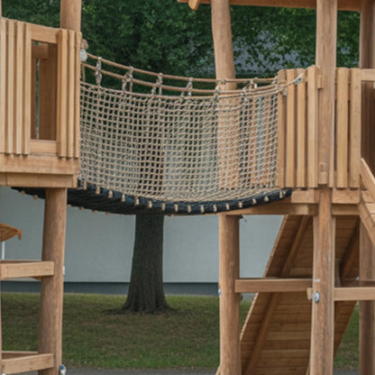 Large Wooden Kids Playhouse with Bridge & Slide | 22x12x9 ft Outdoor Playground