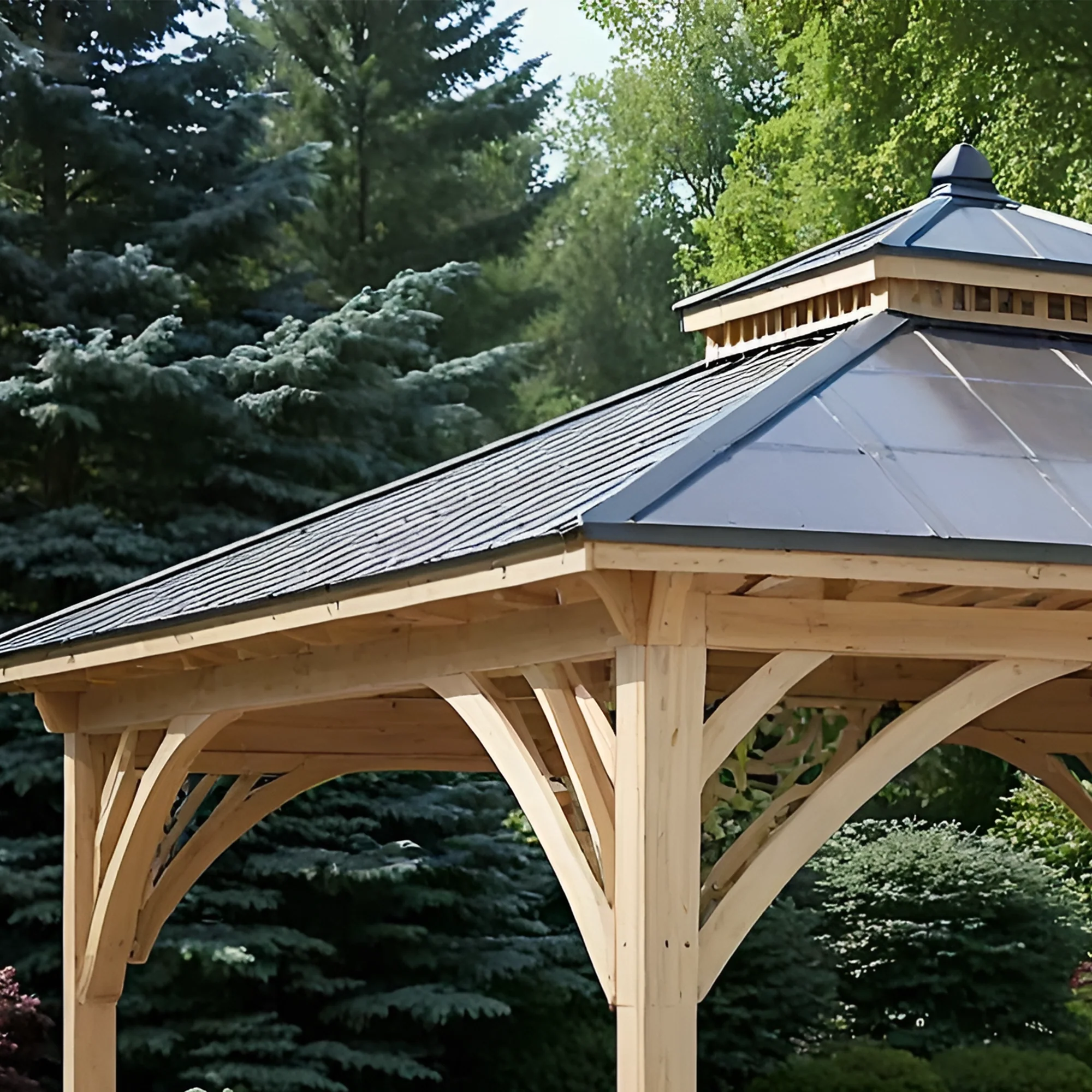 12x12 Wooden Gazebo with Privacy Walls & Metal Roof | Outdoor Pavilion for Patio, Garden & Backyard