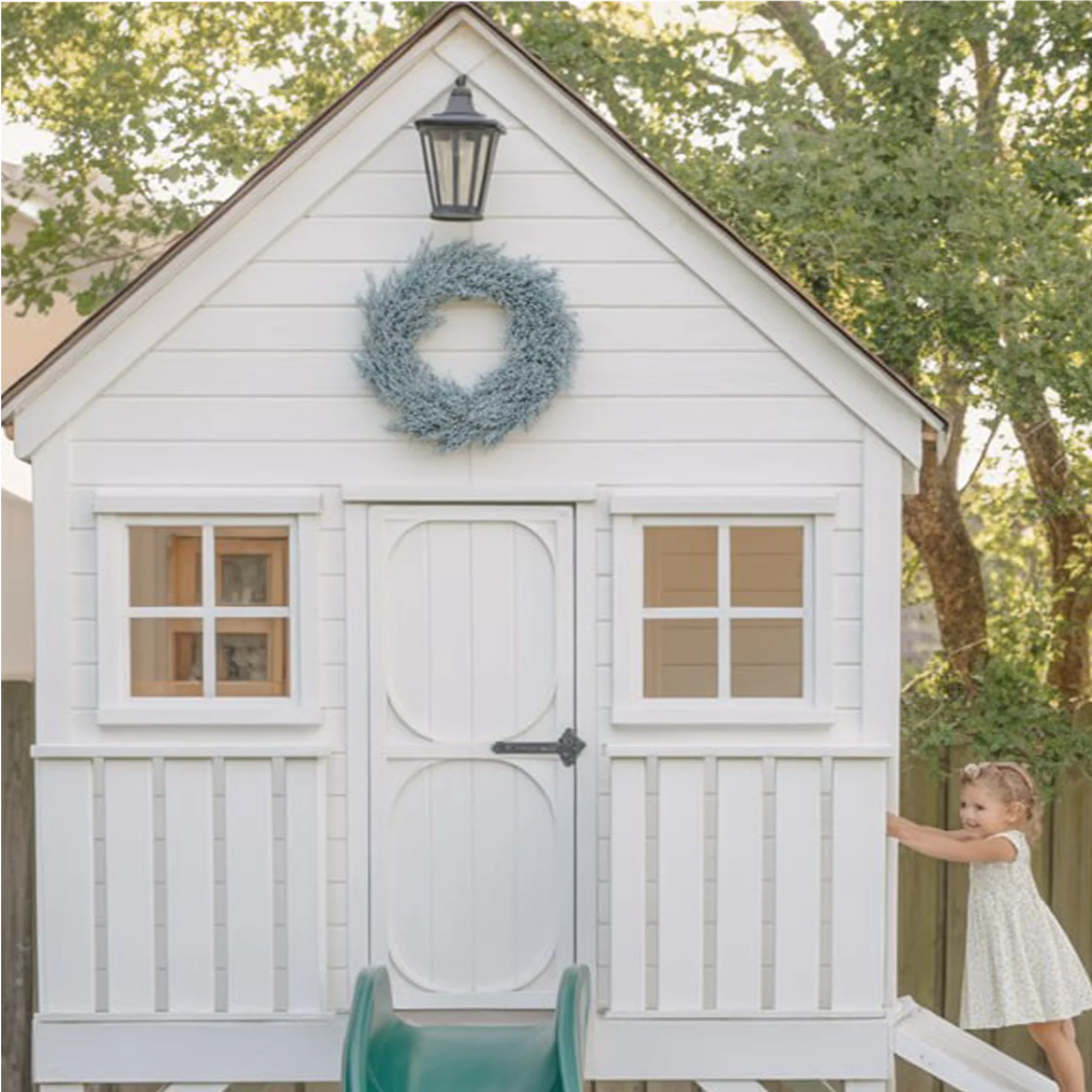 Deluxe Wooden Playhouse with Slide & Swing – Outdoor Kids Activity Set, 22x12x9 ft
