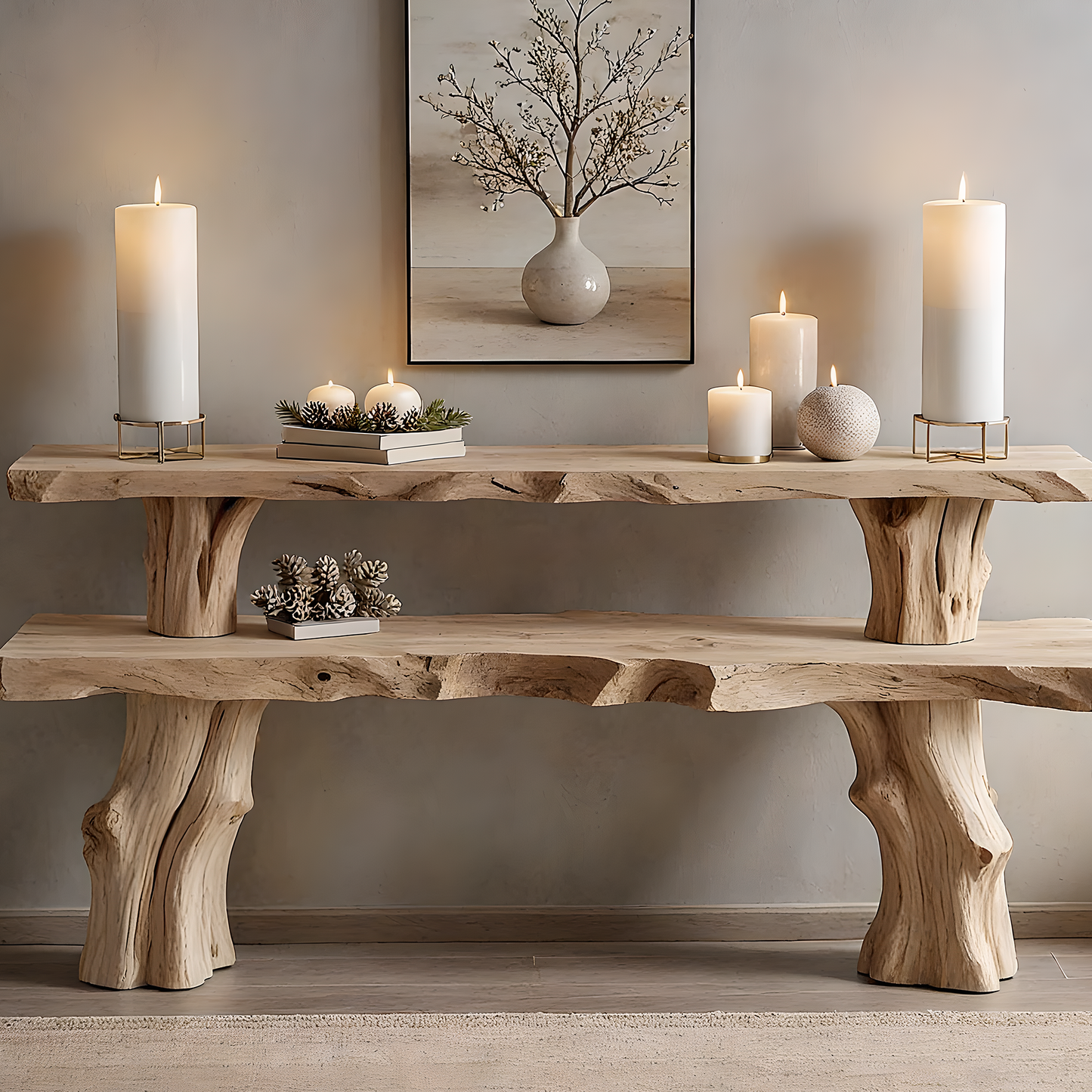 Farmhouse style console table solid wood entryway table for rustic home decor
