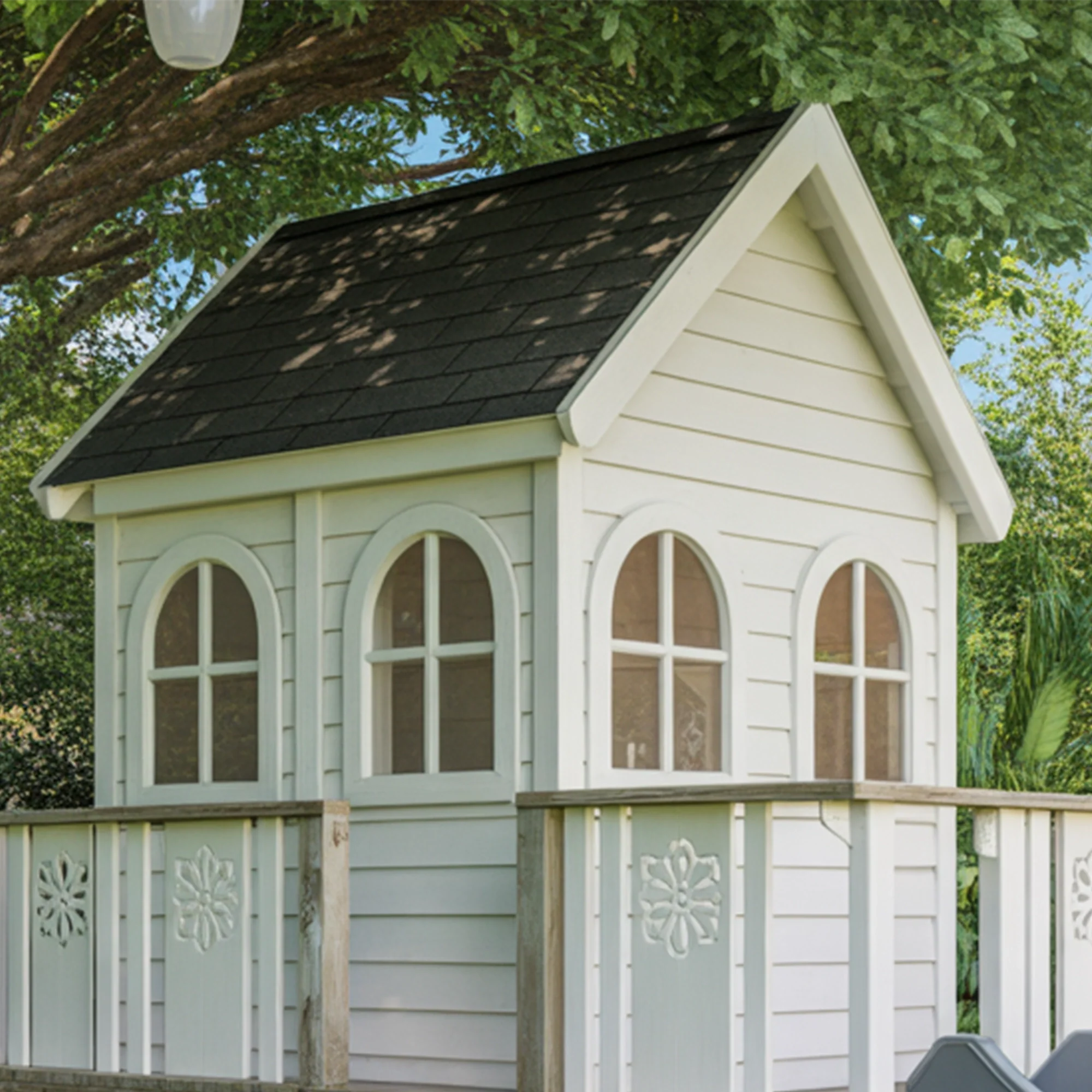 Wooden Kids Playhouse with Slide & Stairs | Compact 12x2x9 ft Outdoor Playground