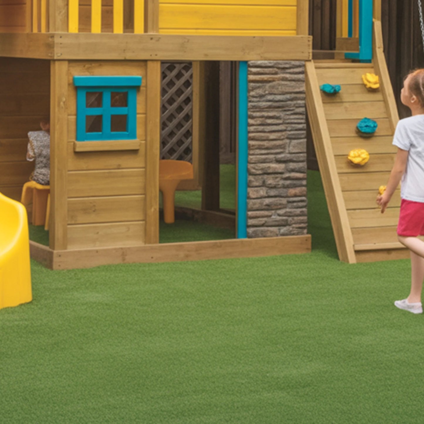 Deluxe Wooden Swingset with Spiral Slide & Double Swing – 22x12 ft